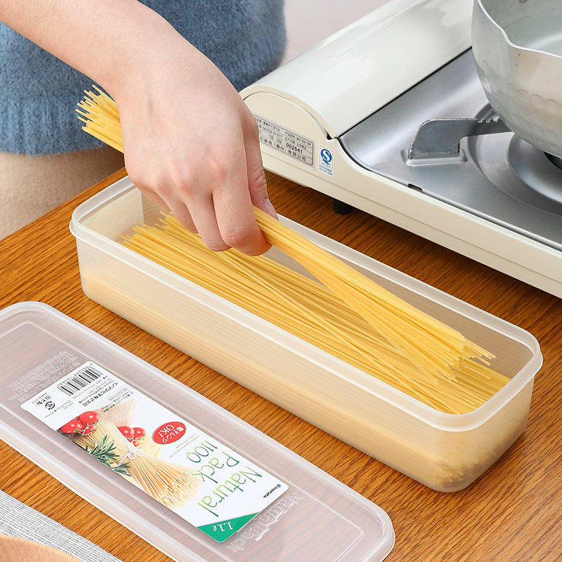 日本面条保鲜盒塑料餐具收纳盒透明厨房杂粮面条收纳盒冰箱密封盒