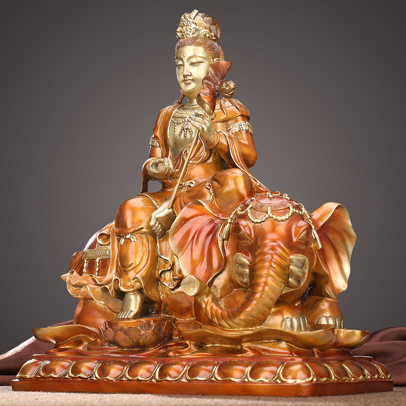 纯铜普贤菩萨佛像摆件如意大象普贤寺庙佛堂家用客厅神像供奉平安