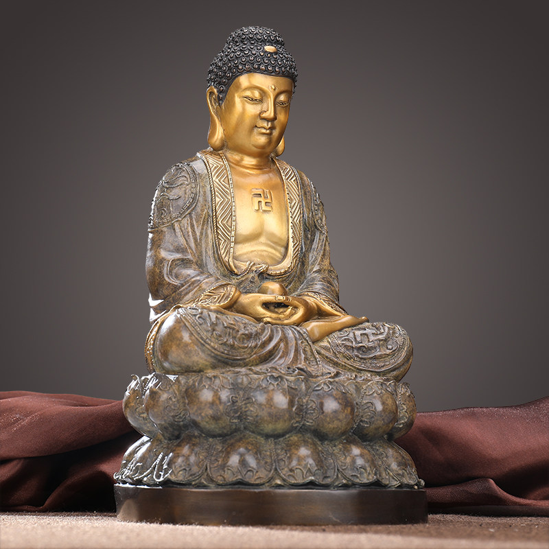 大日如来佛像纯铜摆件坐式佛祖释迦牟尼铜像阿弥陀佛客厅供奉佛像