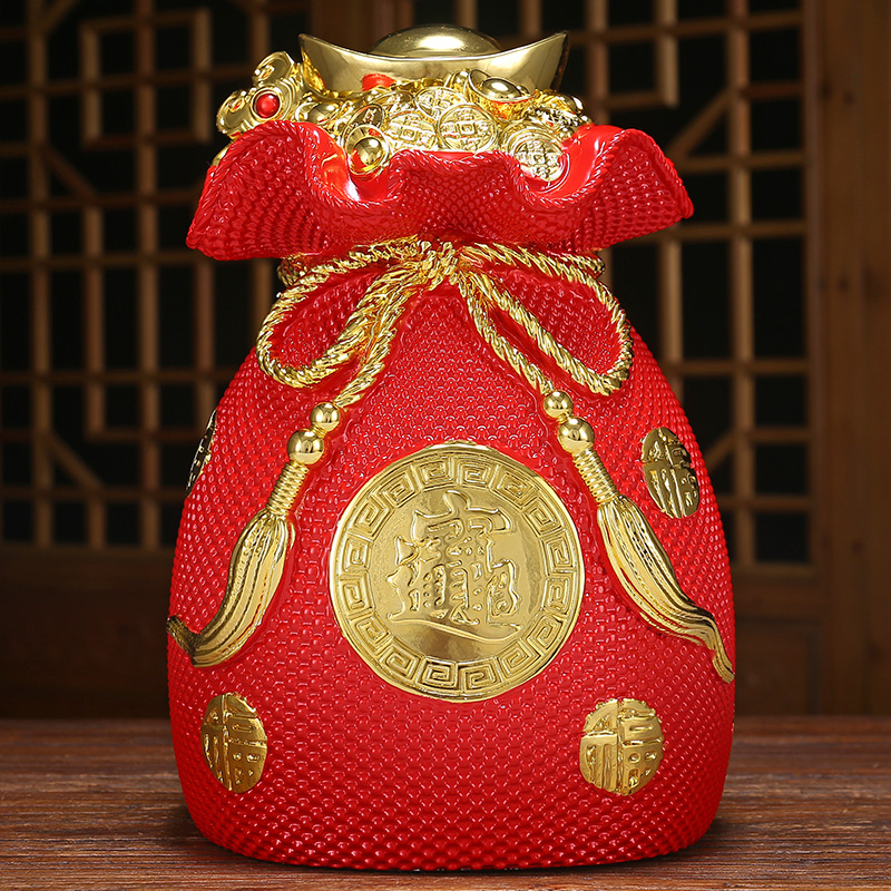招财进宝钱袋存钱摆件创意福袋储蓄罐可存家居室内摆件