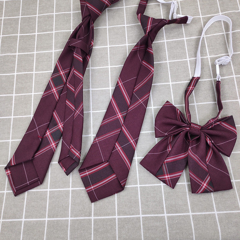 沙华小物jk领结制服配饰衬衫学生水手服领带配件红色平角格子领结
