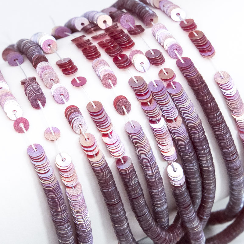 法式刺绣材料服装辅料 进口耐高温亮片一串20cm珠光绿彩色片4mm