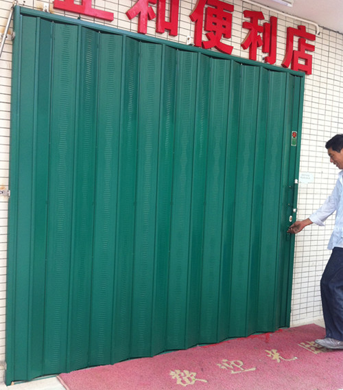 封闭式铁拉闸门和谐车库白色推拉折叠伸缩防盗门进户门