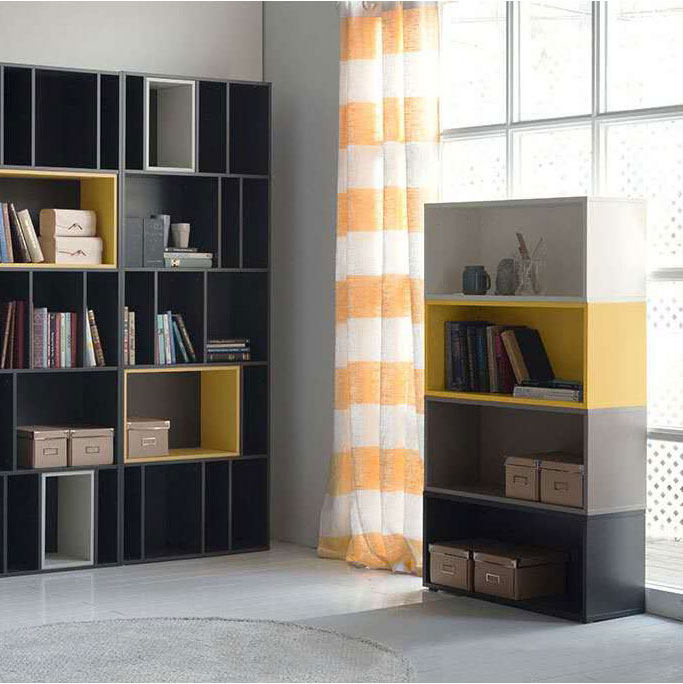 格子落地书柜儿童书儿童彩色物木矮置北欧储物柜单个书柜