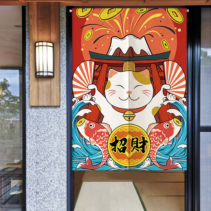 招财猫日式布艺门帘隔断家用卧室厨房卫生间厕所门帘