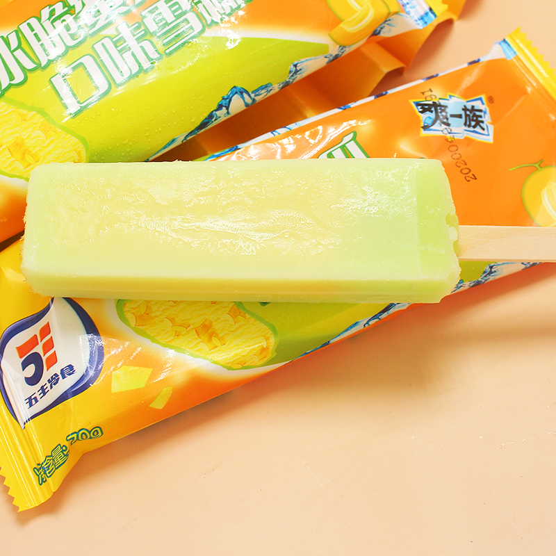 5支五丰爽一族冰棍雪糕冰淇淋冰脆蜜瓜上口冰激凌冰淇淋