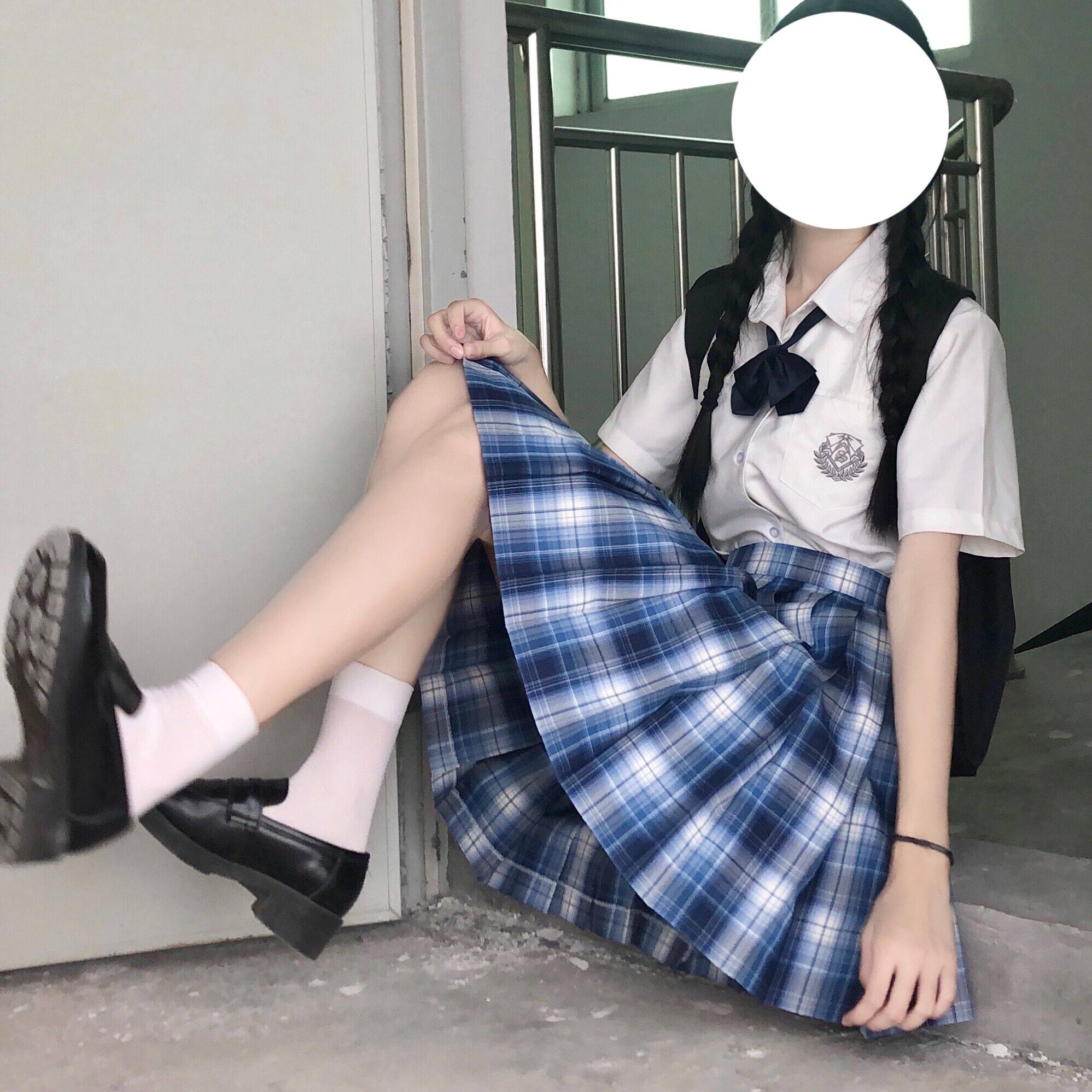 潜入深海天边夏月原创蓝色jk制服格裙现货半身裙