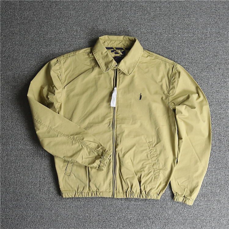 欧美男春秋经典夹克 小马标刺绣防风外套 宽松翻领水洗复古薄款