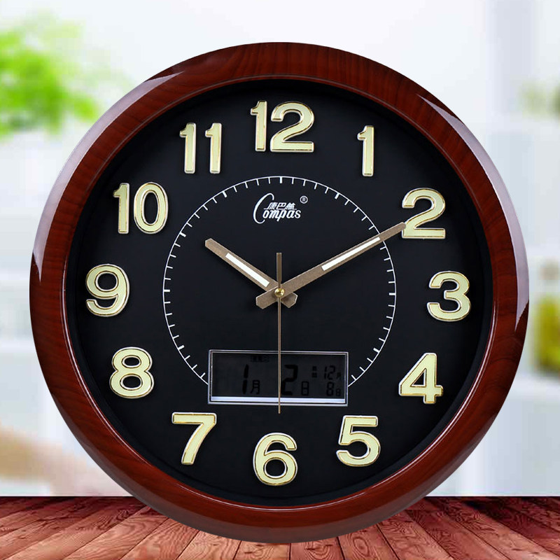 康巴丝时尚夜光挂钟万年历客厅办公静音时钟挂表挂钟