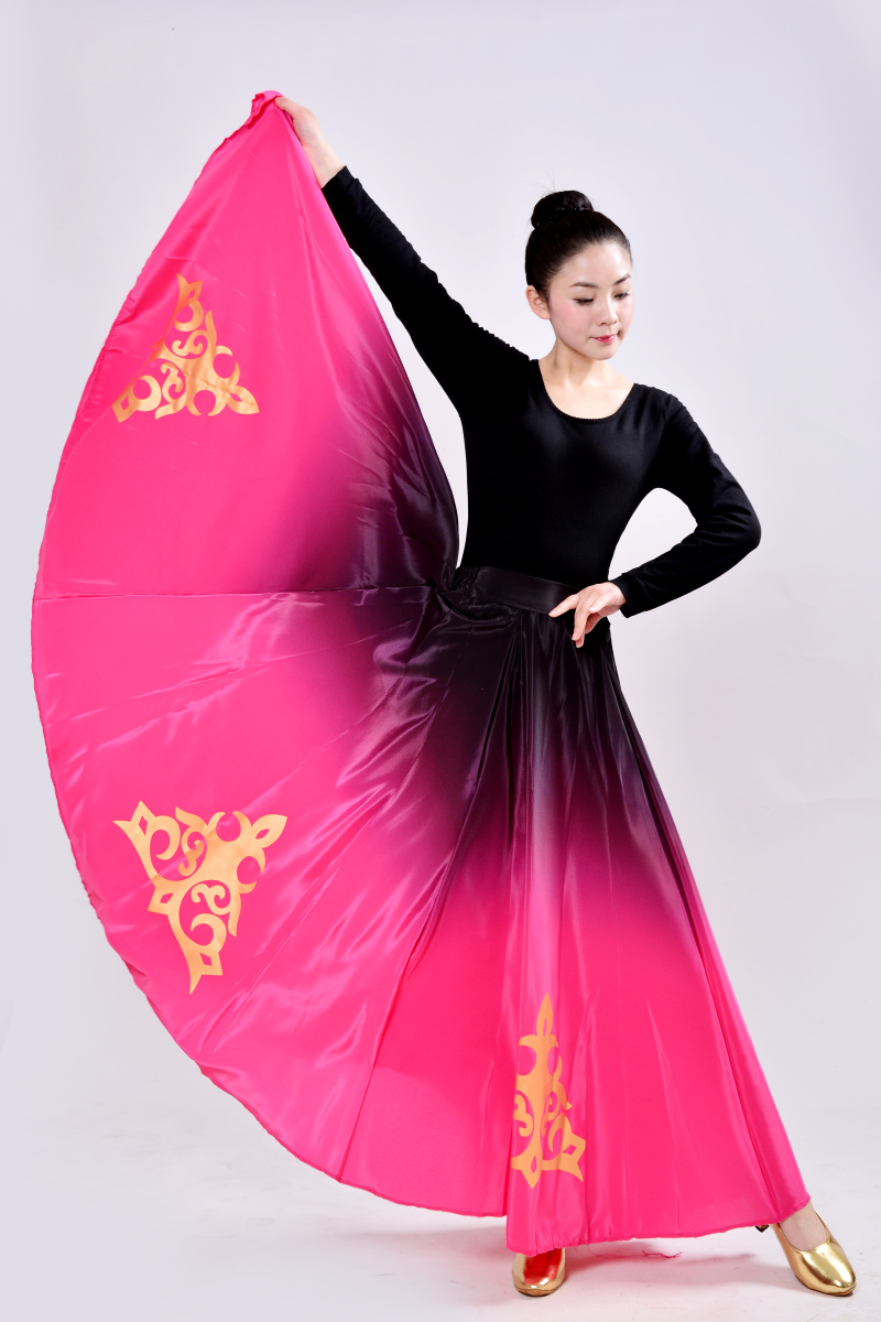 新疆舞蹈练习裙维族彝族藏族舞练习裙子演出服装古典大摆裙练功服