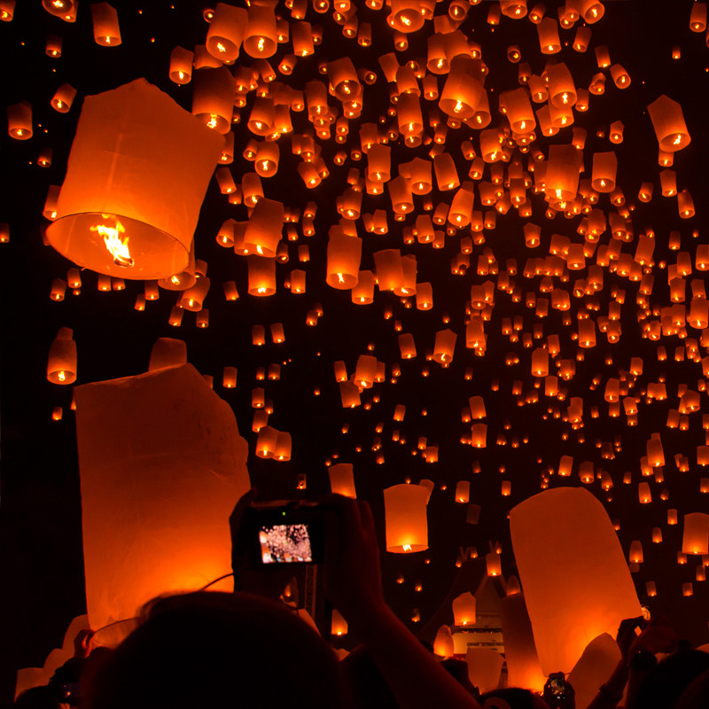 孔明灯阻燃灯荷灯天祈福10个5个加厚纸加创意孔明灯