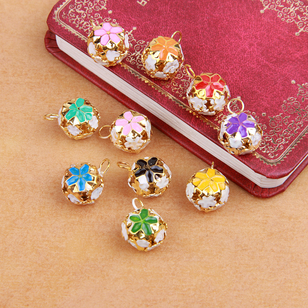 串珠14mm花球铃铛挂件diy手工编织手链饰品配件脚链配饰宠物材料