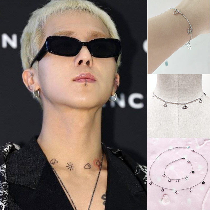 winner宋旻浩mino同款天气纹身图案手链项链套装太阳花手链