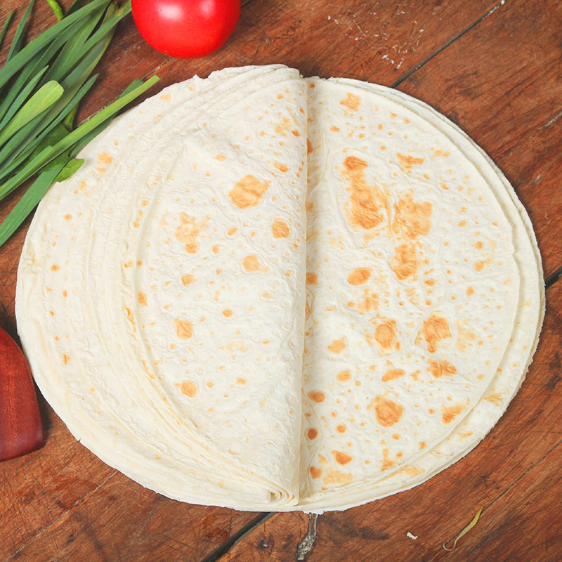 手工山东单饼全麦烙大饼卷饼皮筋饼鸡肉卷早餐包点