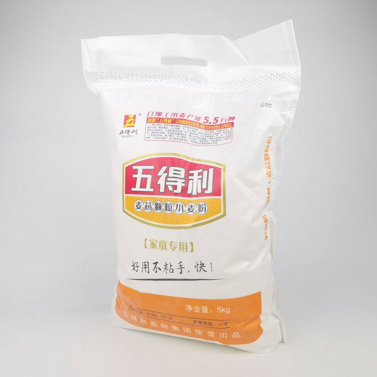 正品五得利面粉麦芯颗粒粉5kg袋装小麦粉好用不粘手美味面食包邮