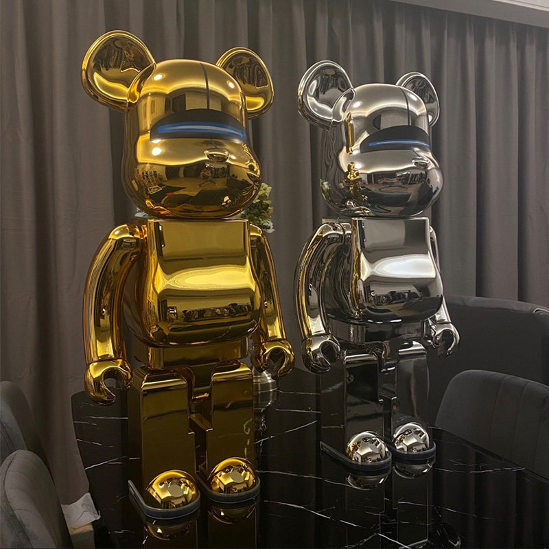 新款bearbrick空山2g电镀发光积木熊暴力熊手办公仔潮玩盲盒