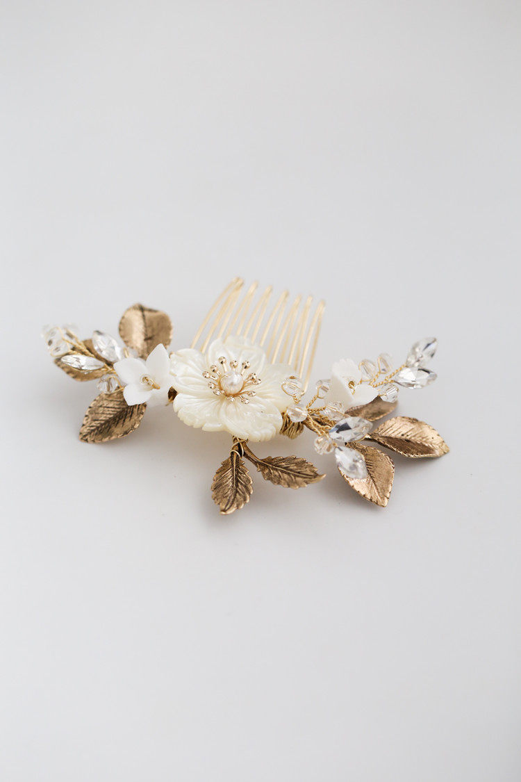 复古做旧茶色叶子发梳新娘头饰欧式风格婚礼发饰