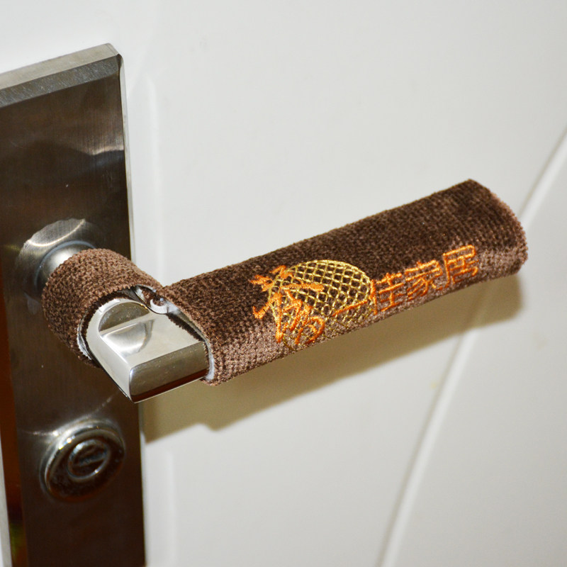 手套定制防盗防盗门门把冬季绒布可绣字logo素色门把手套