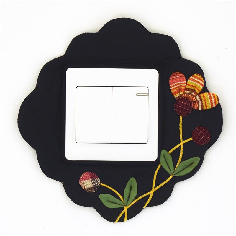开关简约现代家用手工布艺套免插座防尘瓣花开关套