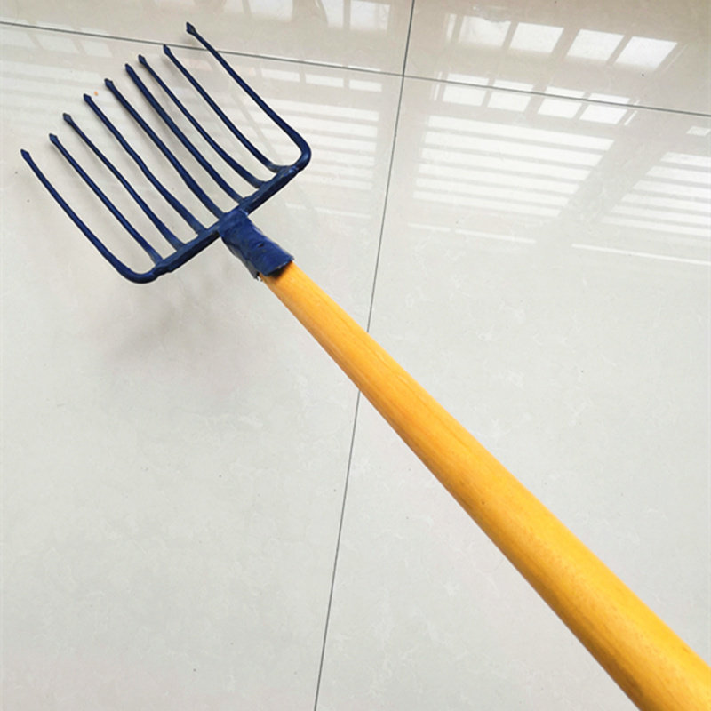 实心九齿全钢翻地加粗钢筋叉子农用石子九股叉
