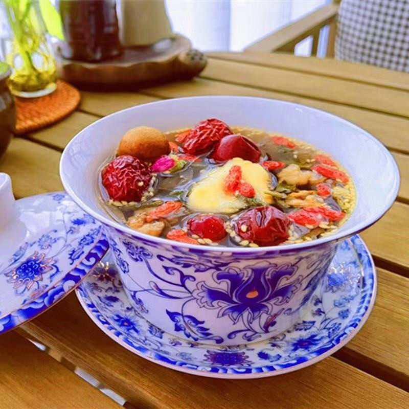 八宝旗舰店宁夏特产银川回茗玫瑰盖碗茶880g正宗养生茶