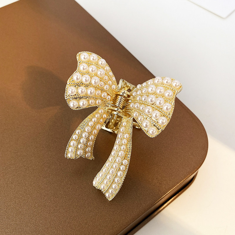 发夹大号蝴蝶结珍珠卡子发卡后脑勺网红夏大号抓夹女发饰