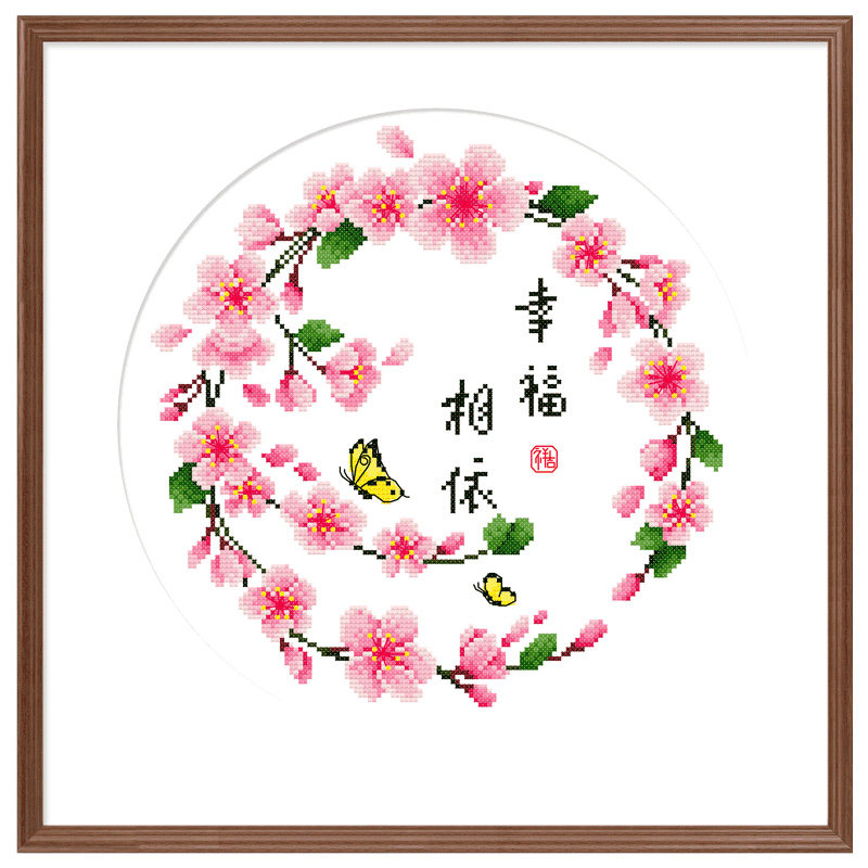 十字绣2022新款线绣桃花小件客厅花草清新走廊十字绣套件