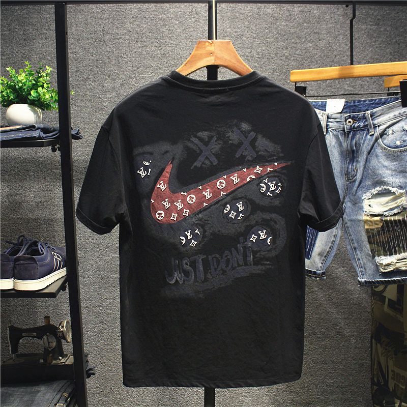 湘请而来夏季2022薄款短袖t恤男圆领印花潮流T桖男生休闲体恤男装