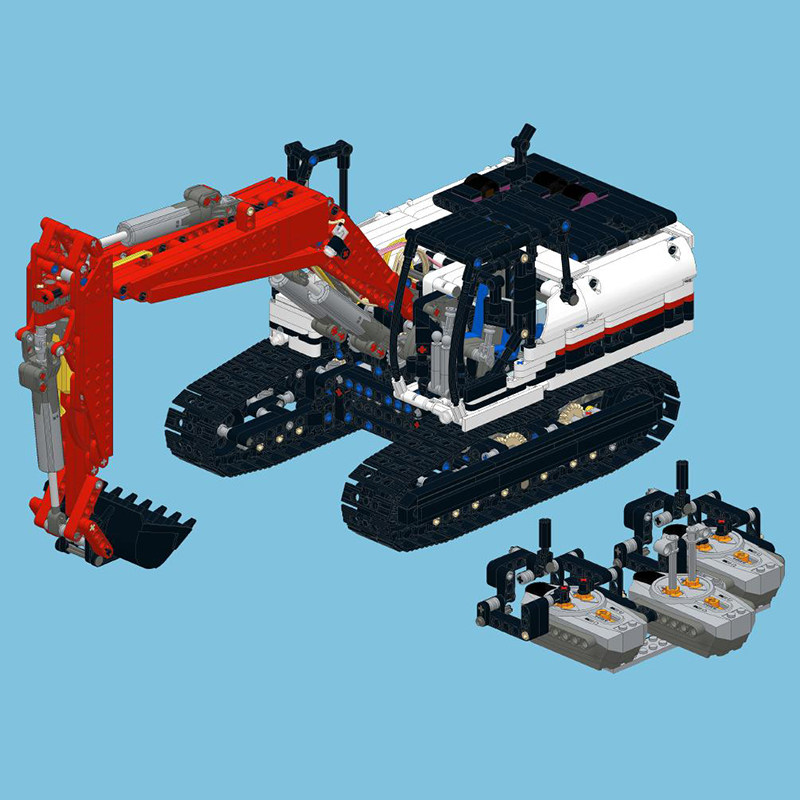 moc积木适用乐高高科技系列moc-2531linkbelt挖掘机电动塑料积木