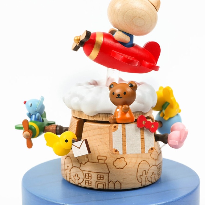 jeancard木质hellokitty飞机音乐盒凯蒂猫卡通八音盒儿童女生音乐盒