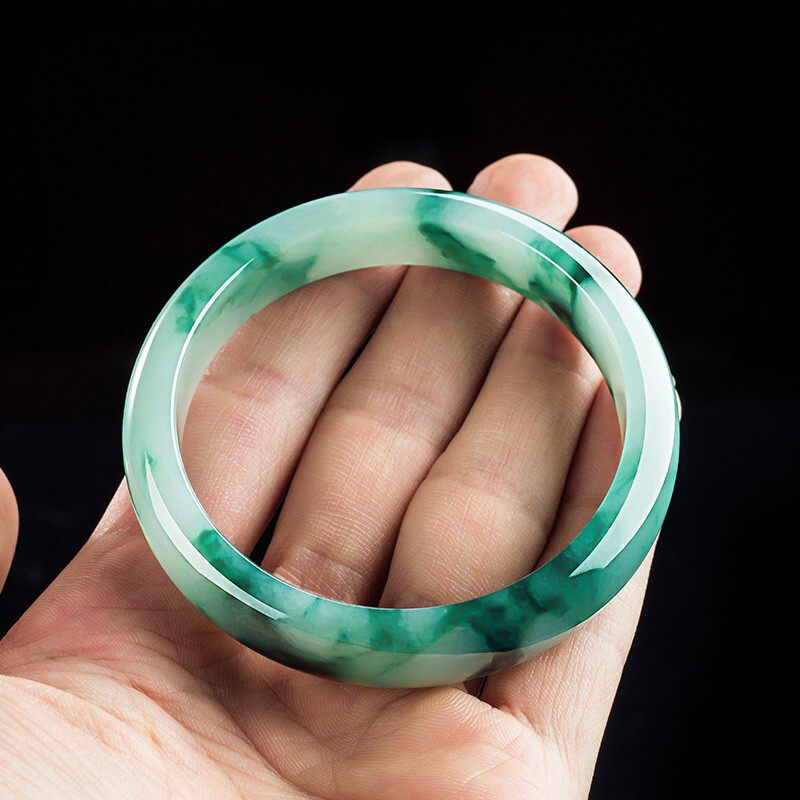 玉手镯妈妈款冰种少女细款秀气小巧片料原石旺夫贵妃镯飘花水沫玉