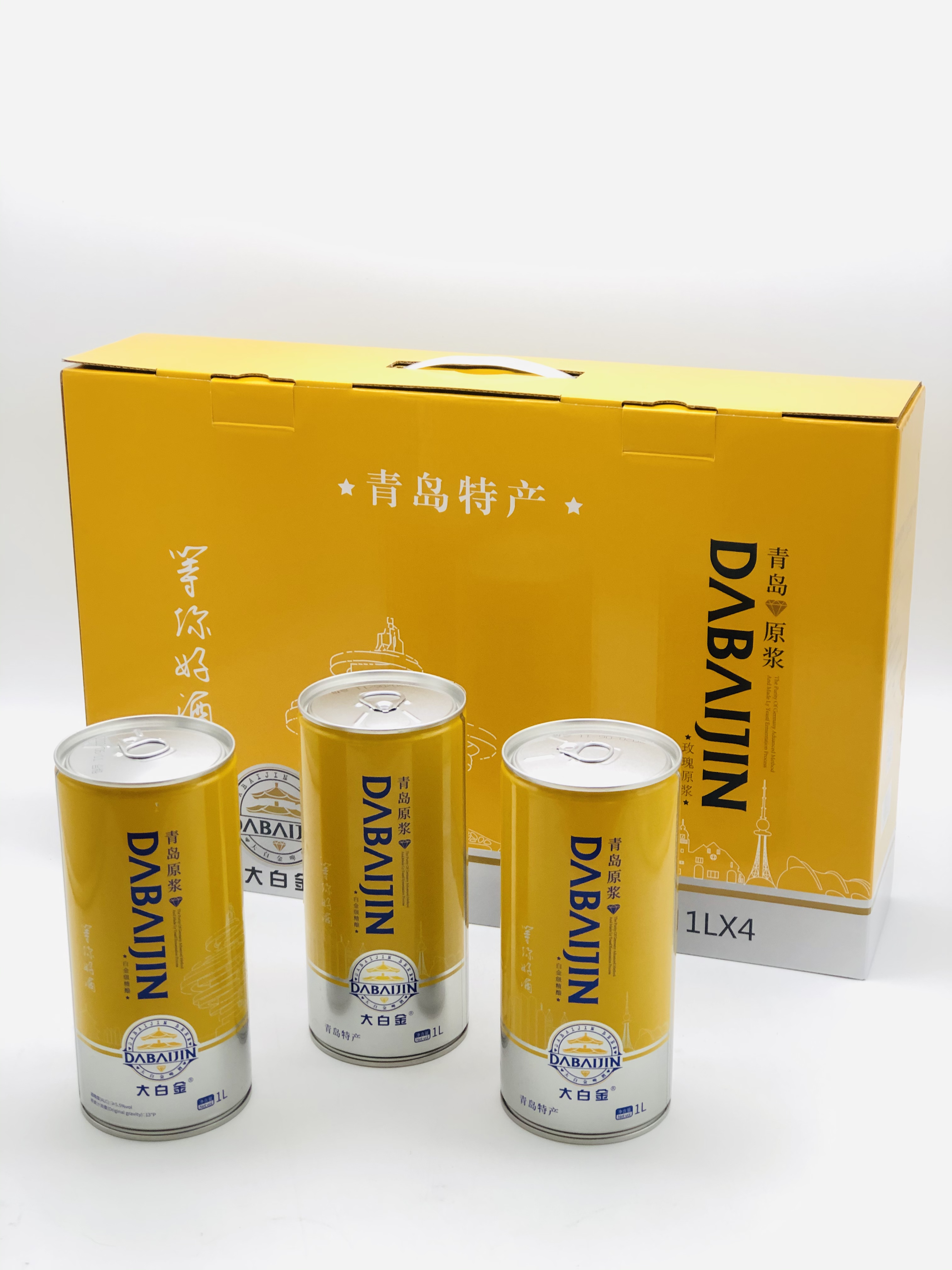 啤酒青岛白啤酒麦芽糖精度小麦特产整箱1l原浆啤酒