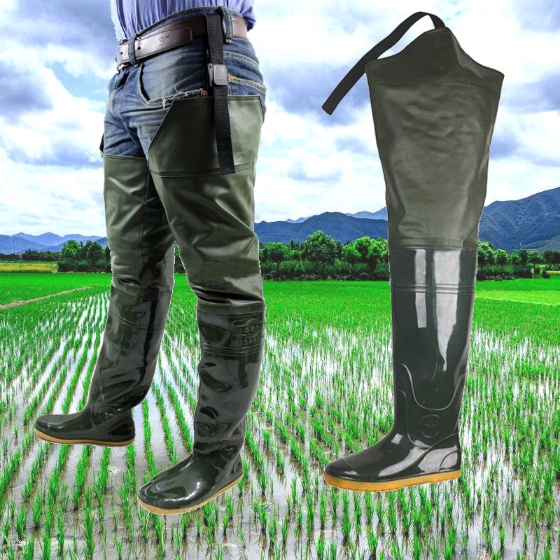 插秧田园涉水水靴上海双钱男女女高长筒过膝雨鞋