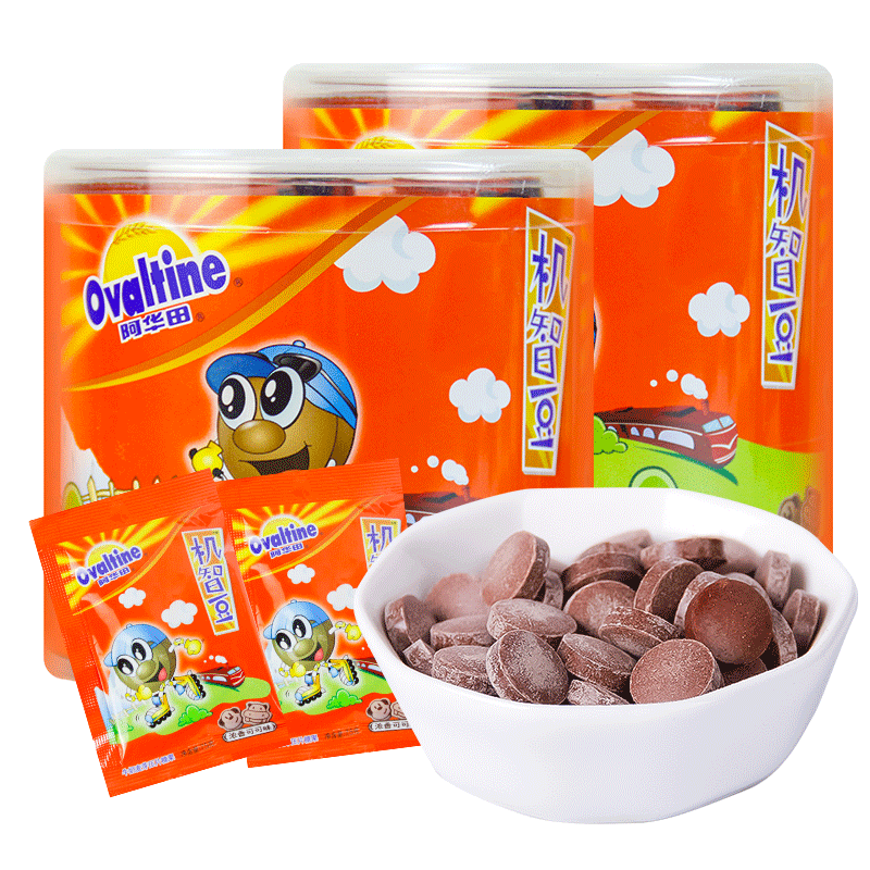 ovaltine阿华华田机智桶装浓香可可牛奶麦芽糖压片糖果