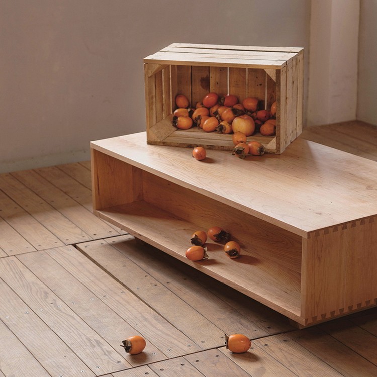 mumo木墨上好双抽茶几北欧樱桃原木客厅收纳茶几