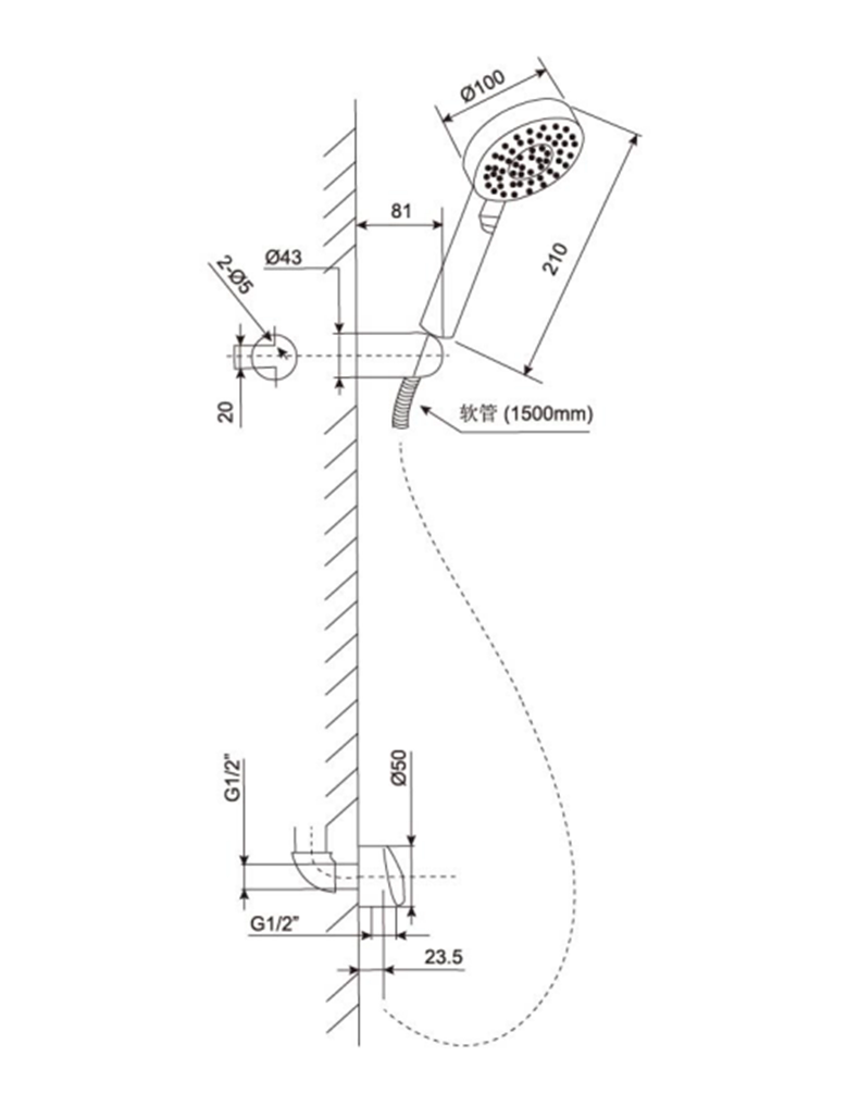美标卫浴洁具配件9028世嘉入墙手持花洒组件喷头花洒