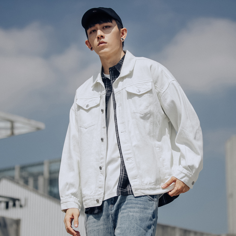白色牛仔外套男春夏薄款春秋季男士夹克男装2022新款春季工装夏季