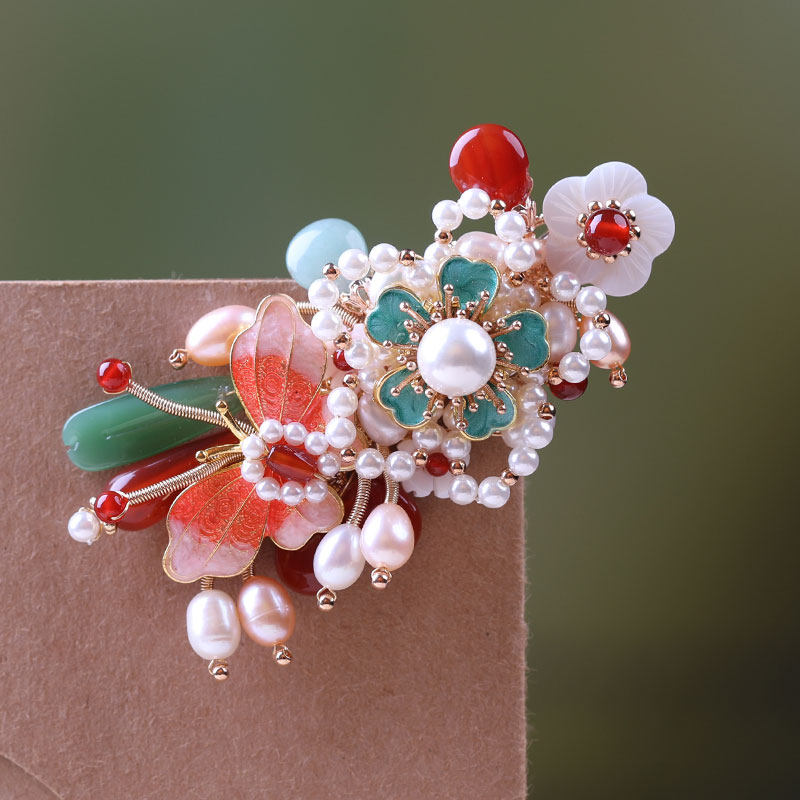 古风发夹马尾顶夹发卡头花后脑勺夹子复古发饰发饰