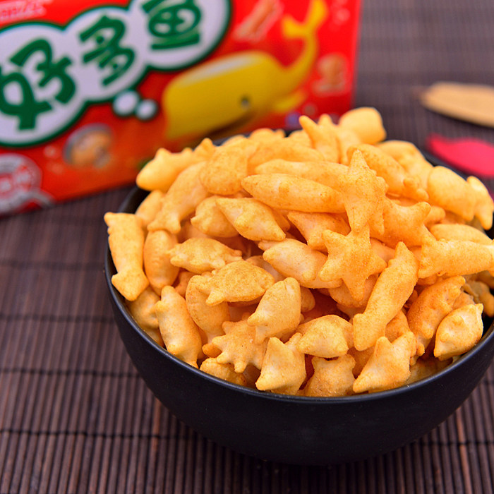 休闲膨化食品办公室时尚零食小朋友饼干好丽友好多鱼33g膨化食品