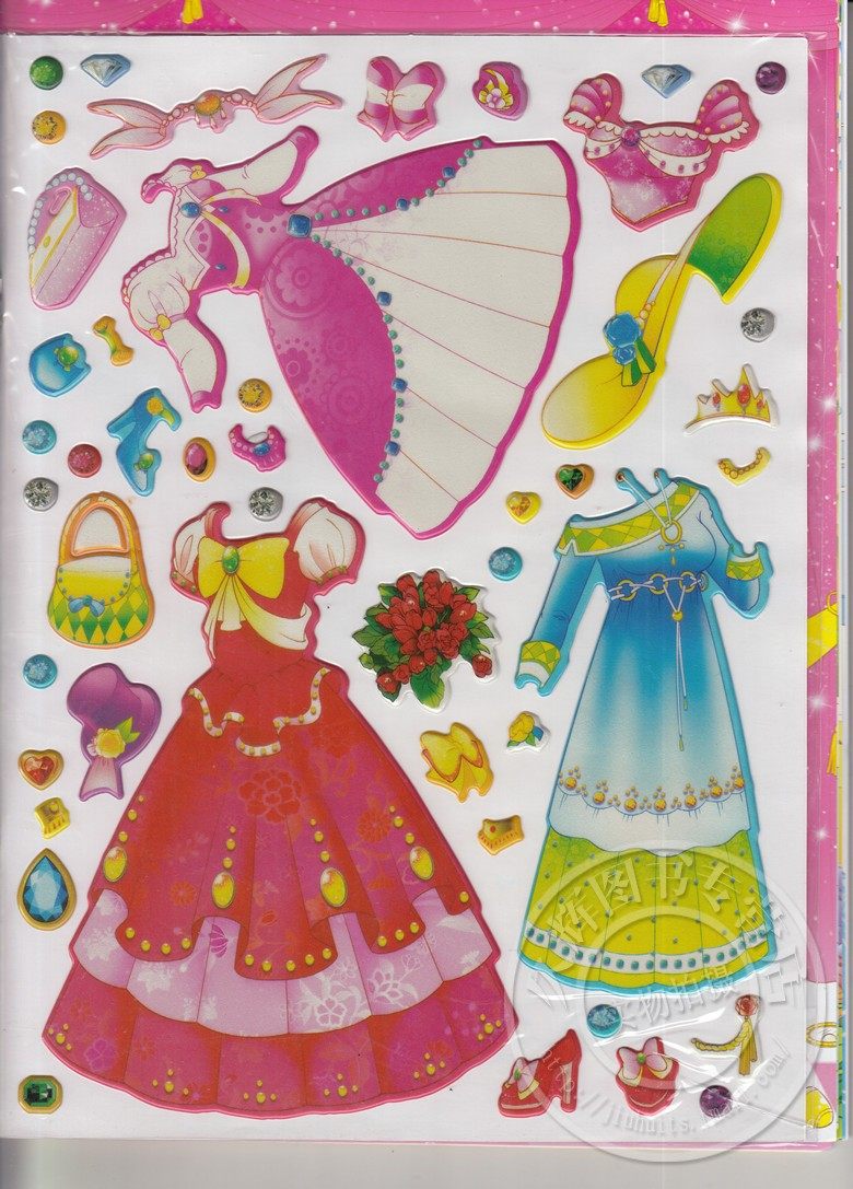 贴纸换装多省美丽贴画贴孩反复手工益智女孩绘本