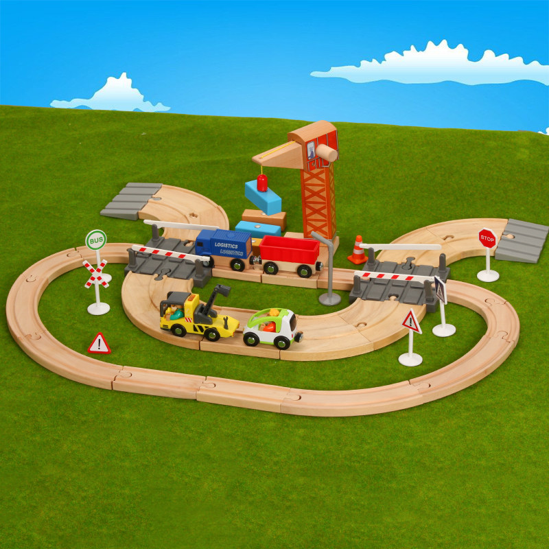 轨道木质小火车套装积木组装男孩玩具生日礼物电动