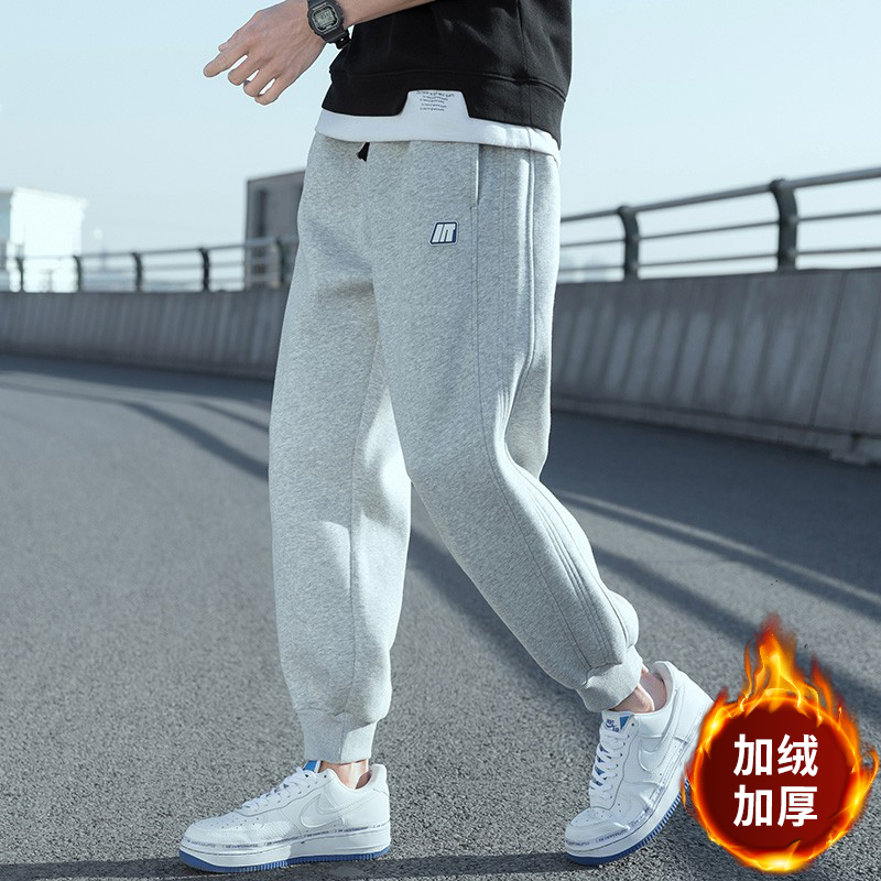加绒卫裤男冬季2021新款工装男裤秋冬款束脚运动裤加厚休闲长裤子