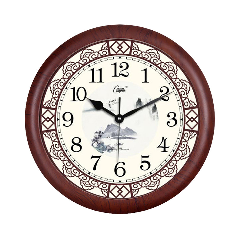 康巴丝玻璃时钟圆形钟圆形机芯18英寸扫秒静音中式挂钟