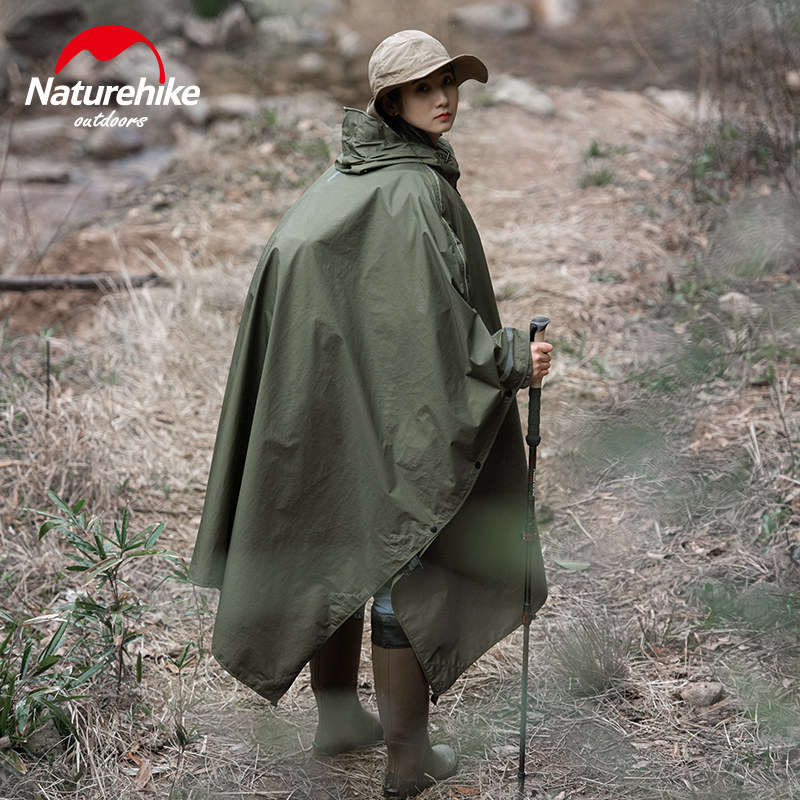 透气naturehike挪客斗篷雨披户外露营徒步防水成人雨衣