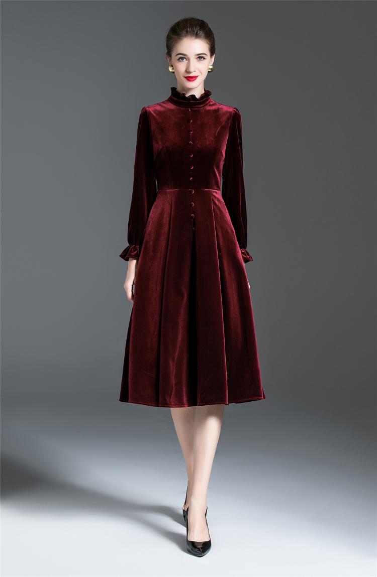 2020冬季明星同款收腰显瘦气质丝绒宴会礼服礼服