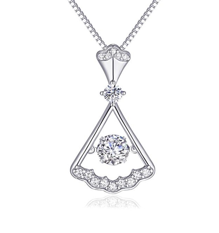 项链莫桑礼物吊坠裙摆钻石灵动轻奢设计小众项链