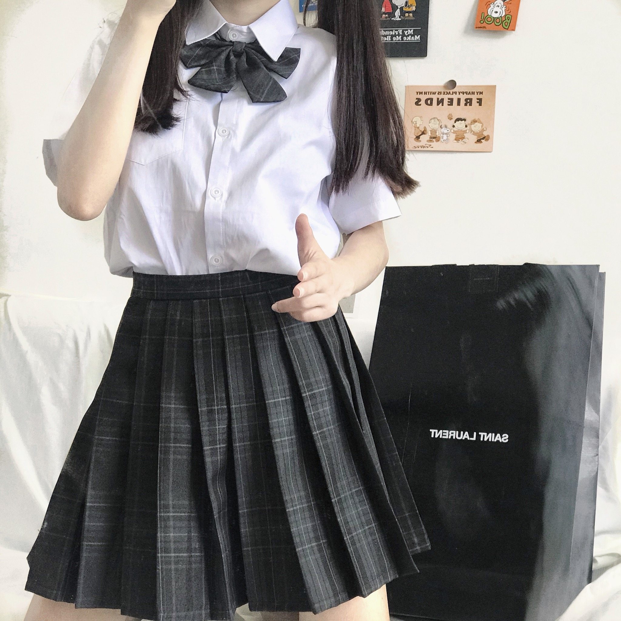 制服碳灰暗黑正版jk格裙套装日系百褶裙短裙半身裙