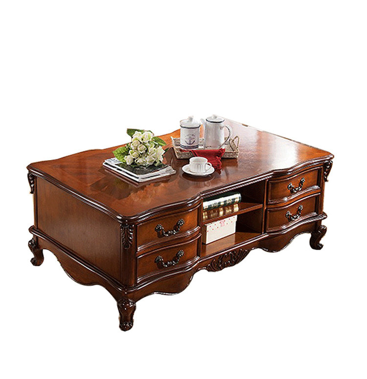 实木多抽长茶几 储物咖啡桌 欧式茶台现货客厅家具 特价茶桌组合 - 壹