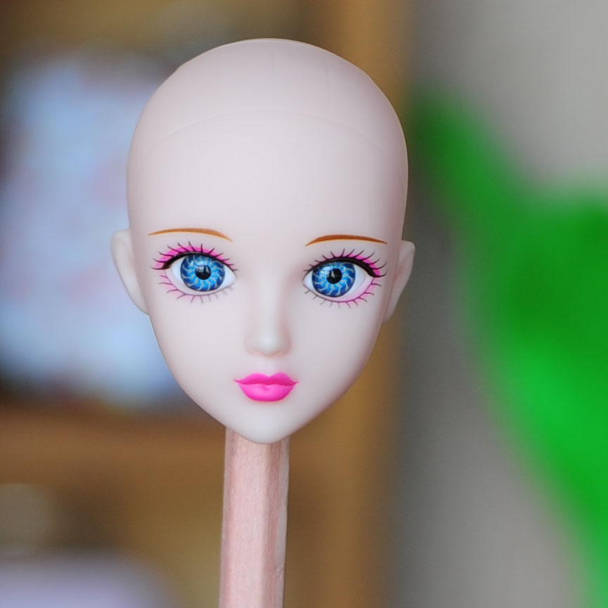 diy化妆打扮换装 心怡娃娃doll 欣妍3d眼 真眼 无妆头 diy 练妆头