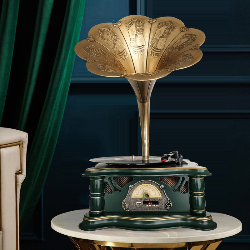 洛斯贝拉lp黑胶留声机喇叭复古唱片机家用古典摆件黑胶唱片机